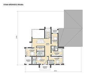 Проект современного каркасного дома с винным погребом, сауной и террасой барбекю / План 2 этажа