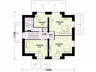 Проект вместительного особняка с бильярдным помещением, тренажерным залом и кинозалом / План 2 этажа Проект вместительного особняка с бильярдным помещением, тренажерным залом и кинозалом / План 2 этажа