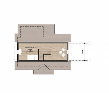 М-91 одноэтажный с мансардой дом / План мансардного этажа