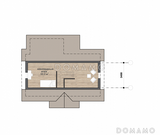 М-91 одноэтажный с мансардой дом / План мансардного этажа