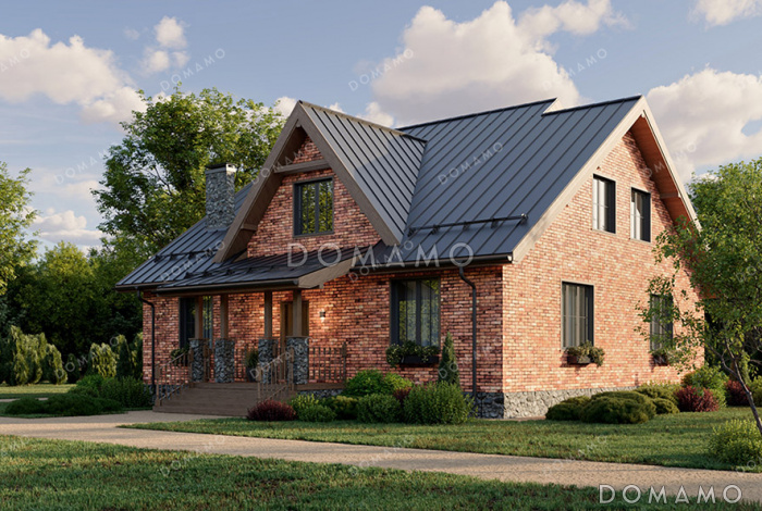 Проект дома с 3 большими спальнями, зимним садом, террасой и балконом