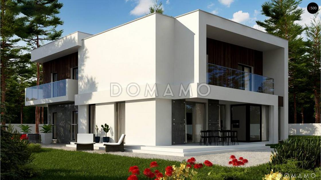 Проект просторного современного двухэтажного дома из газобетона, с пятью комнатами, большим гаражом и двумя лоджиями / 4