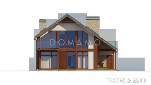 Проект двухэтажного дома из газобетона в стиле шале со вторым светом, четырьмя комнатами и гаражом / Фасад 3