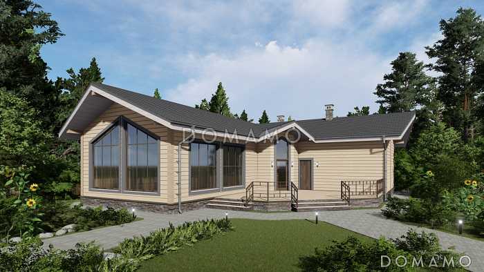 Проект одноэтажной бани с бильярдной и кухней-столовой Проект одноэтажной бани с бильярдной и кухней-столовой