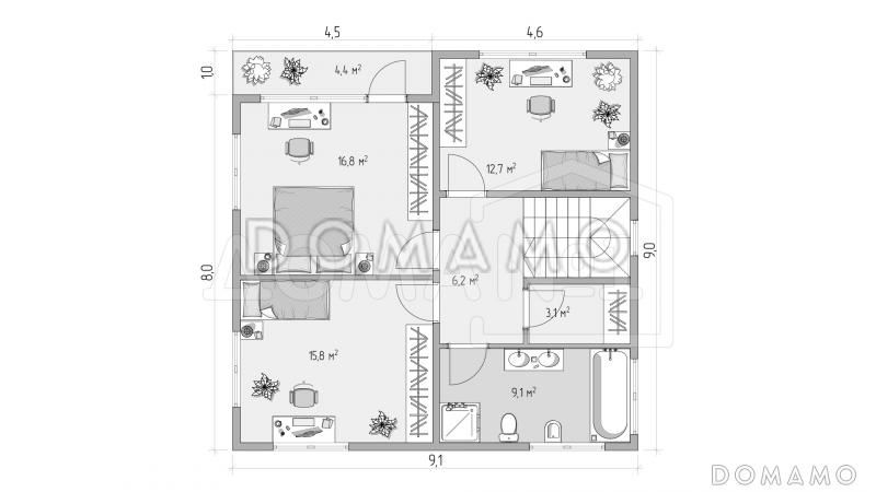 Ницца 9х9 / План 2 этажа