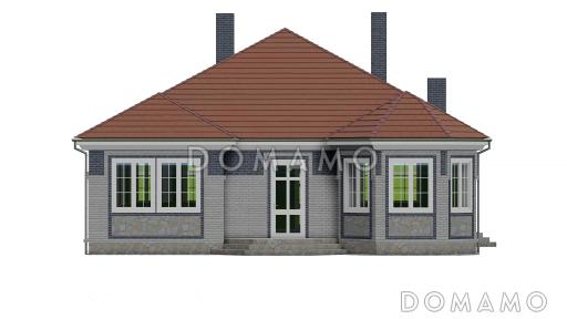 Проект одноэтажного дома с двумя эркерами и подвалом / Фасад 3