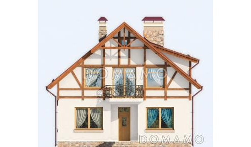 Проект рационально запланированного дома с мансардой и гостевой комнатой / Фасад 1