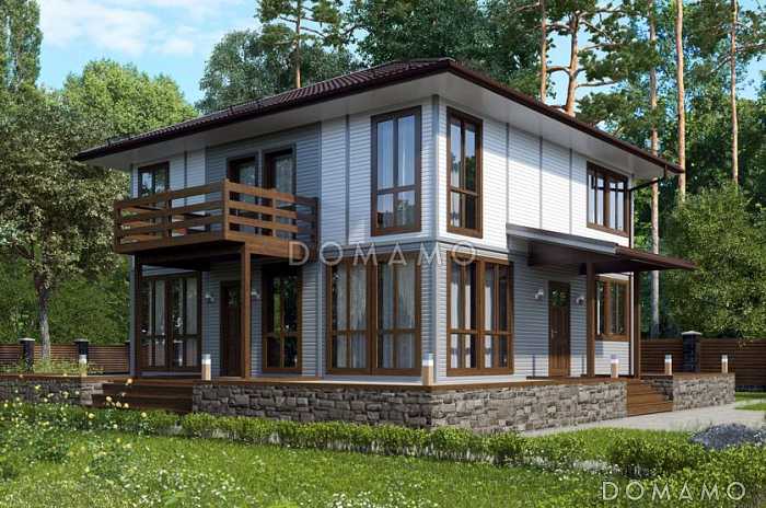 Проект каркасного дома с небольшим патио Проект каркасного дома с небольшим патио