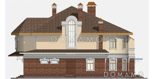 Проект двухэтажного загородного дома с мансардой / Фасад 2
