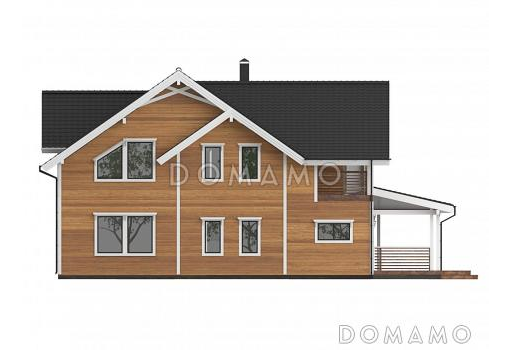 Проект каркасного дома с мансардными окнами и вторым светом / Фасад 3