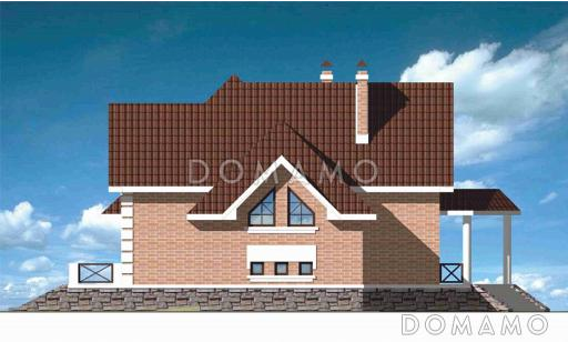 Проект двухэтажного дома из кирпича с мансардой / Фасад 2