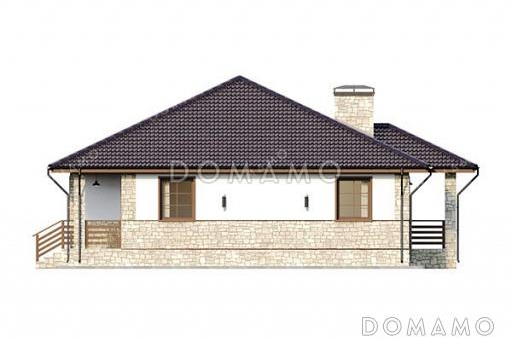 Проект одноэтажного дома с 3 спальнями и небольшой террасой / Фасад 4