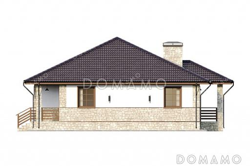 Проект одноэтажного дома с 3 спальнями и небольшой террасой / Фасад 4