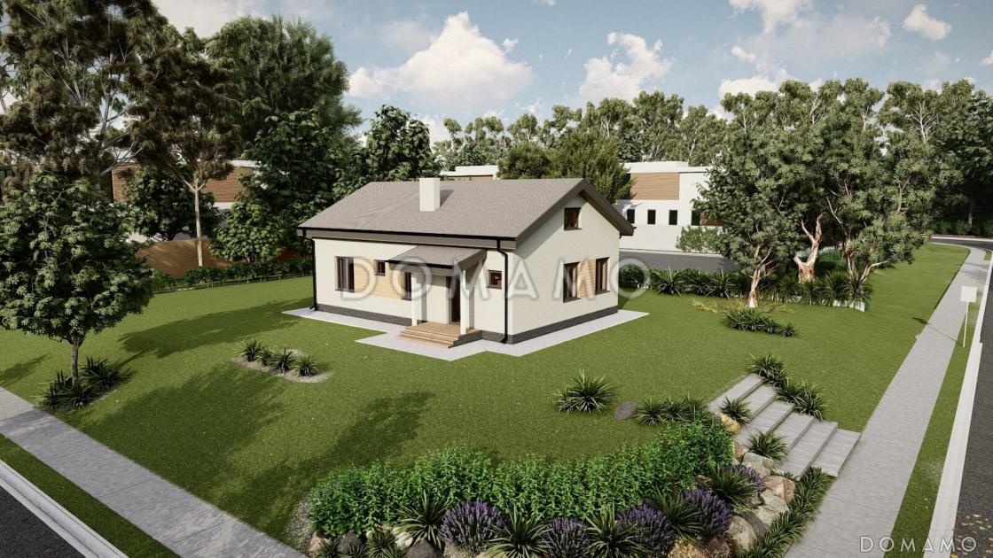 Проект компактного дома с тремя спальнями и проходной кухней-гостиной / 1