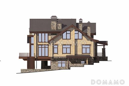 Проект дома современного дома с цокольным этажом для неровных участков / Фасад 4