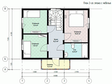 Каркасный дом "Миссури" / План 2 этажа Каркасный дом "Миссури" / План 2 этажа