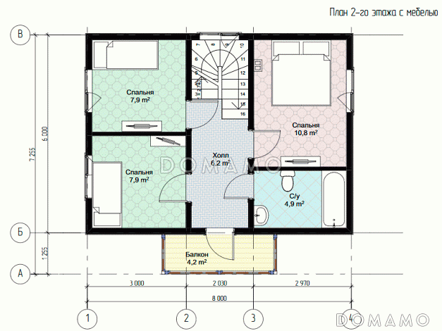 Каркасный дом "Миссури" / План 2 этажа Каркасный дом "Миссури" / План 2 этажа