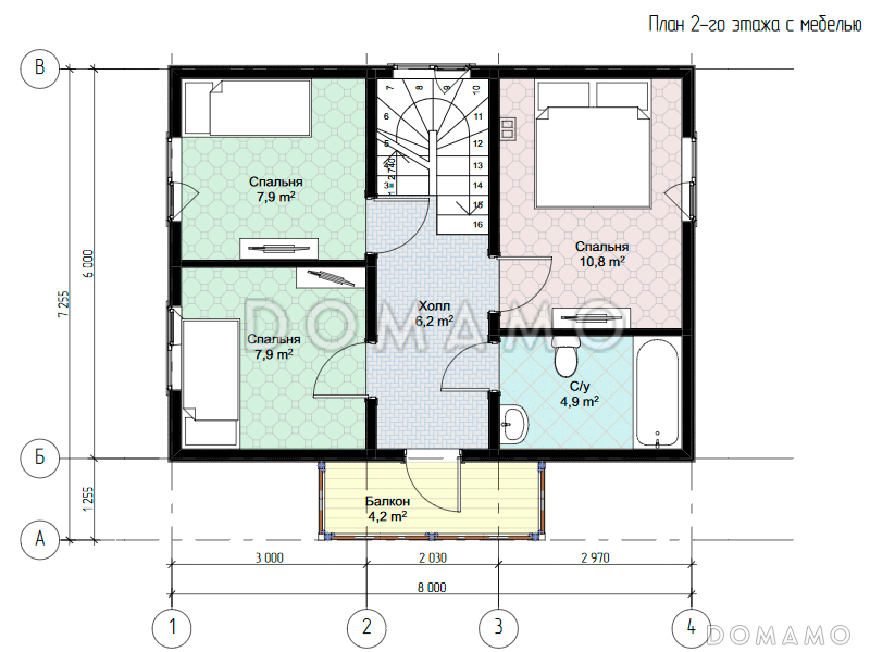 Каркасный дом "Миссури" / План 2 этажа