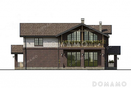 Проект одноэтажного дома с мансардой, террасой и сауной / Фасад 1