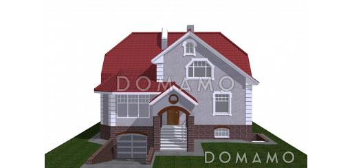 Проект двухэтажного коттеджа с остеклённой верандой / Фасад 1