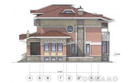 Проект коттеджа с гаражом / Фасад 3