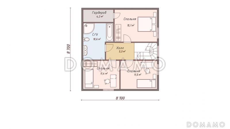 Каркасный дом "Лоза" / План 2 этажа