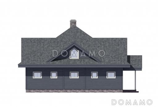 Проект каркасного теплого дома с двумя спальнями на верхнем этаже / Фасад сзади