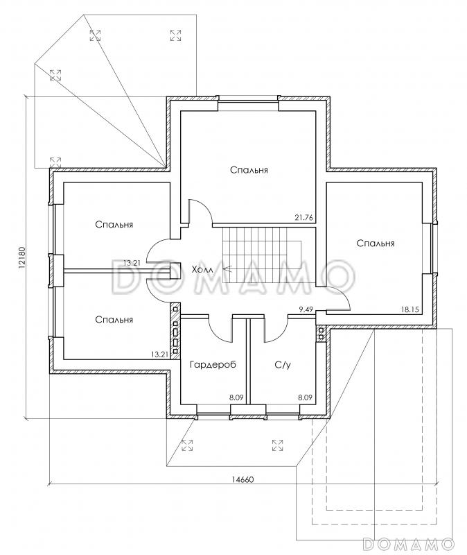 Проект красивого двухэтажного дома c большим гаражом и террасой / План 2 этажа