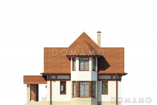 Элегантный дом с мансардным этажом, эркером, красивым крыльцом-террасой / Фасад 3