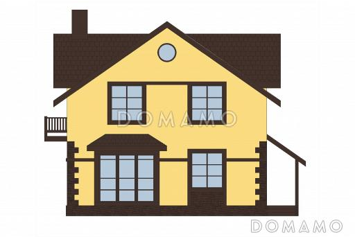 Проект кирпичного дома с эркером и спальней на первом этаже / Фасад 4