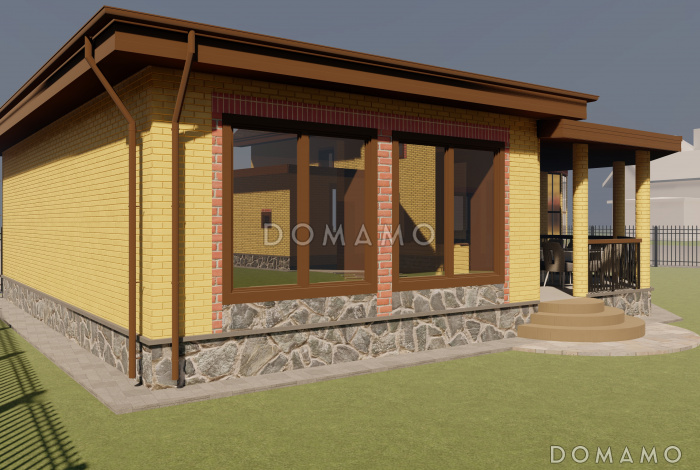 Проект бани с верандой и кухней-гостиной Проект бани с верандой и кухней-гостиной