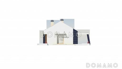 Проект одноэтажного дома из газобетона с оригинальной открытой террасой  / Фасад 3