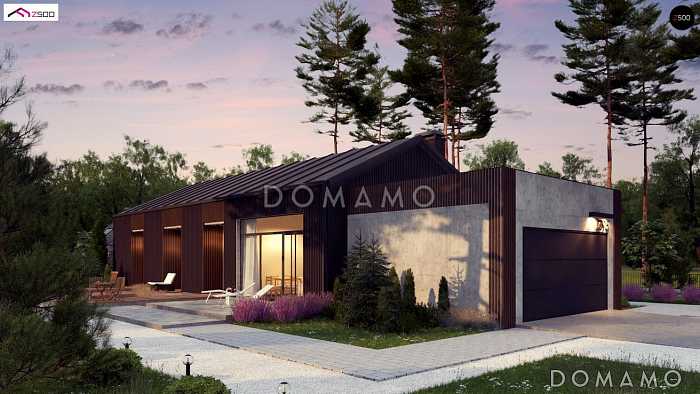 Проект комфортного одноэтажного дома из газобетона с четырьмя спальнями и гаражом на два автомобиля