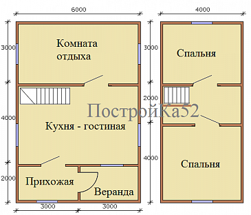Каркасный дом на сваях / План 1 этажа Каркасный дом на сваях / План 1 этажа
