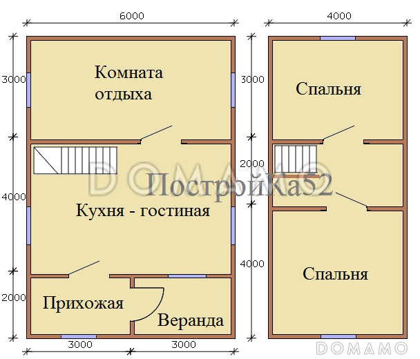 Каркасный дом на сваях / План 1 этажа