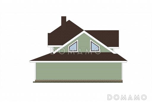 Проект дома из кирпича с местом для трех авто / Фасад 2