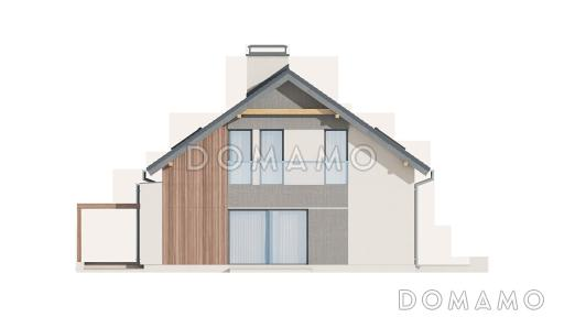 Проект комфортного одноэтажного мансардного дома из кирпича для двух семей / Фасад 4