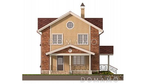 Проект двухэтажного коттеджа с террасой и двухцветной облицовкой / Фасад 3