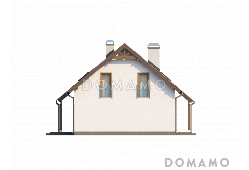Проект одноэтажного мансардного дома из газобетона с прямоугольным эркером и балконом / Фасад 2