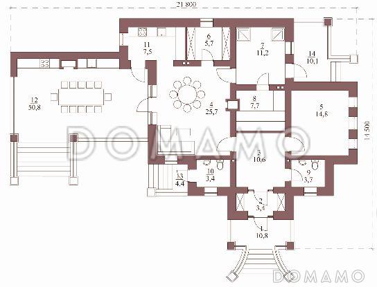 Проект бани с крытой террасой и тренажерным залом / План 1 этажа
