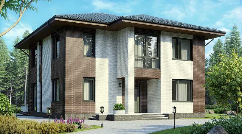 Проект двухэтажного дома из газобетона с просторной гардеробной