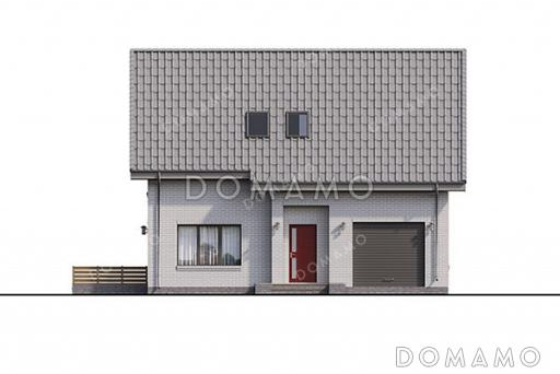 Проект домика с мансардой и встроенным гаражом / Фасад 2