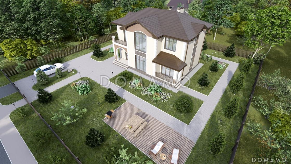 Проект двухэтажного дома с большой гостиной, 4 спальнями, террасой и балконом / 6