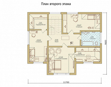 Проект каркасного дома с рационально распланированной планировкой / План мансардного этажа