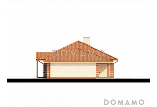 Проект просторного одноэтажного дома из кирпича с гаражом тремя спальнями / Фасад 3