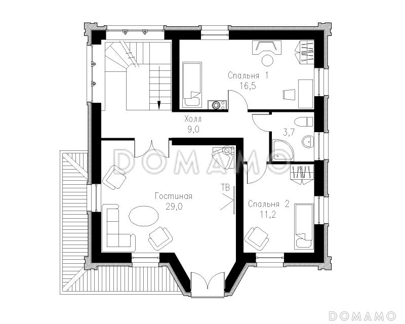 Проект коттеджа в готическом стиле / План 2 этажа