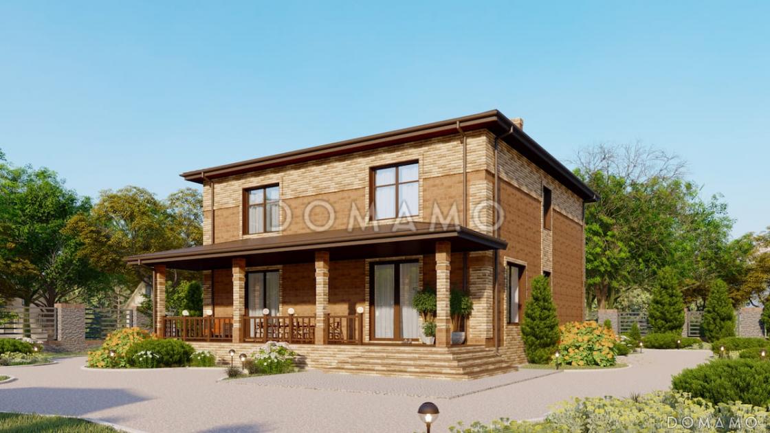 Проект двухэтажного дома с 4 спальнями, большой гостиной и подсветкой на террасе / 5