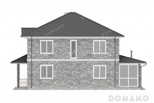 Проект дома с открытой планировкой первого этажа, 5 спальнями, кабинетом и верандой / Фасад 4