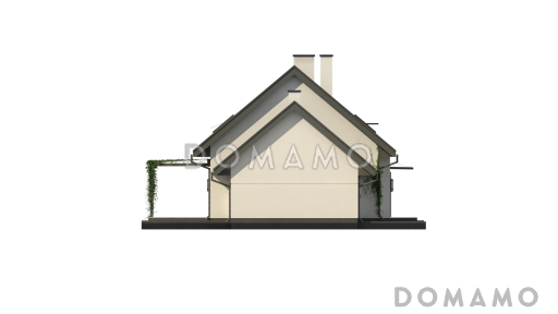 Проект комфортного одноэтажного мансардного дома из газобетона с кабинетом, гаражом и тремя спальнями / Фасад 2