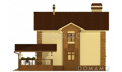 Проект одноэтажного дома с мансардным этажом и подвалом / Фасад 2
